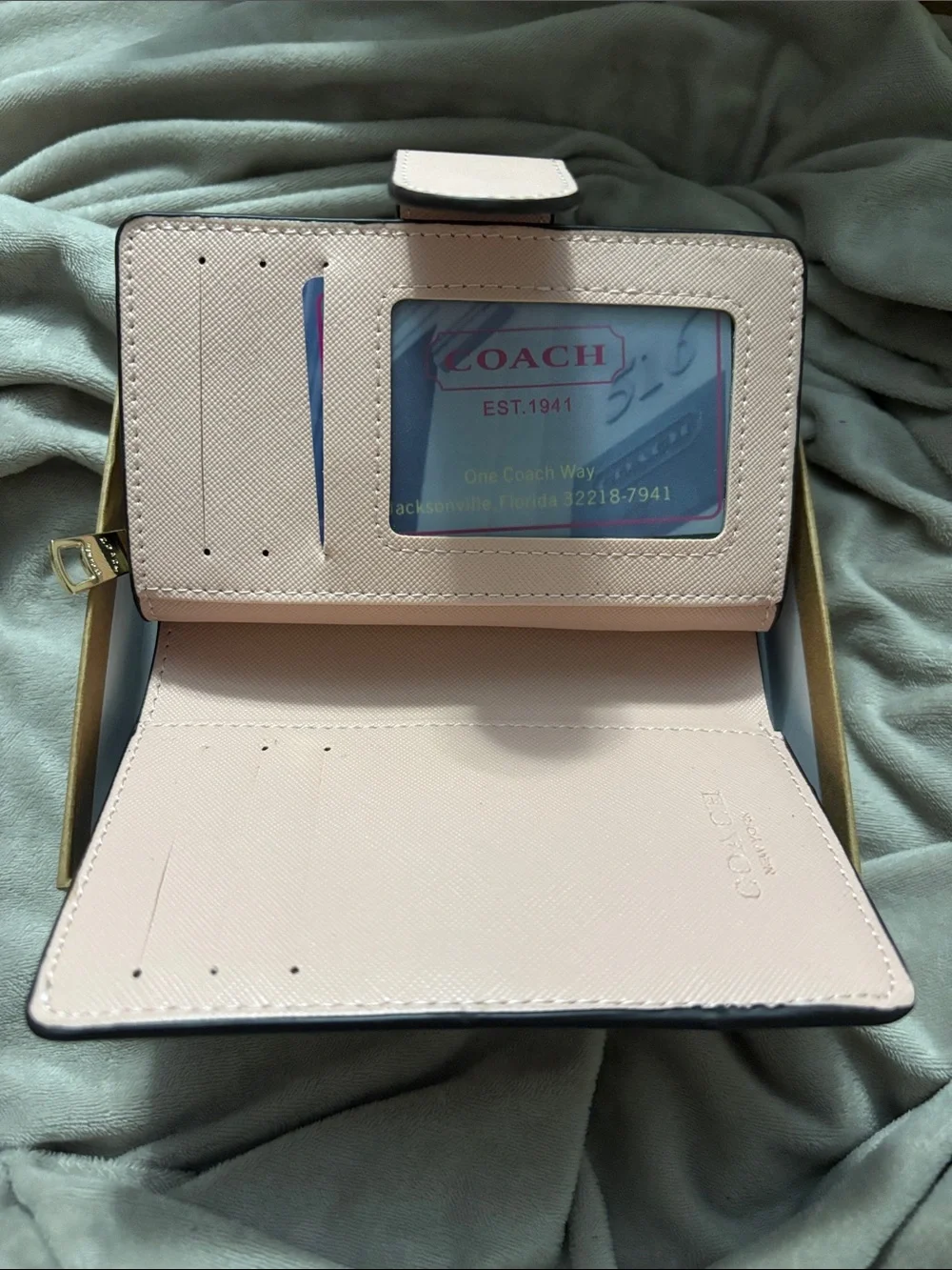 COACH Pink Floral Embroidered Leather Wallet